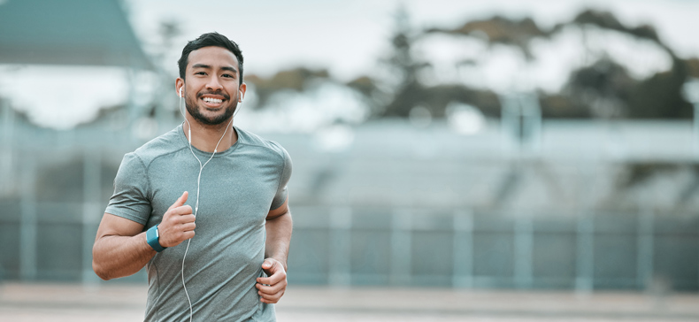 man running for health and fitness benefits