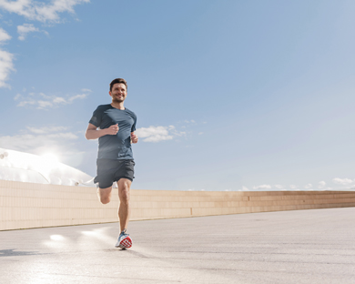 man running against open space